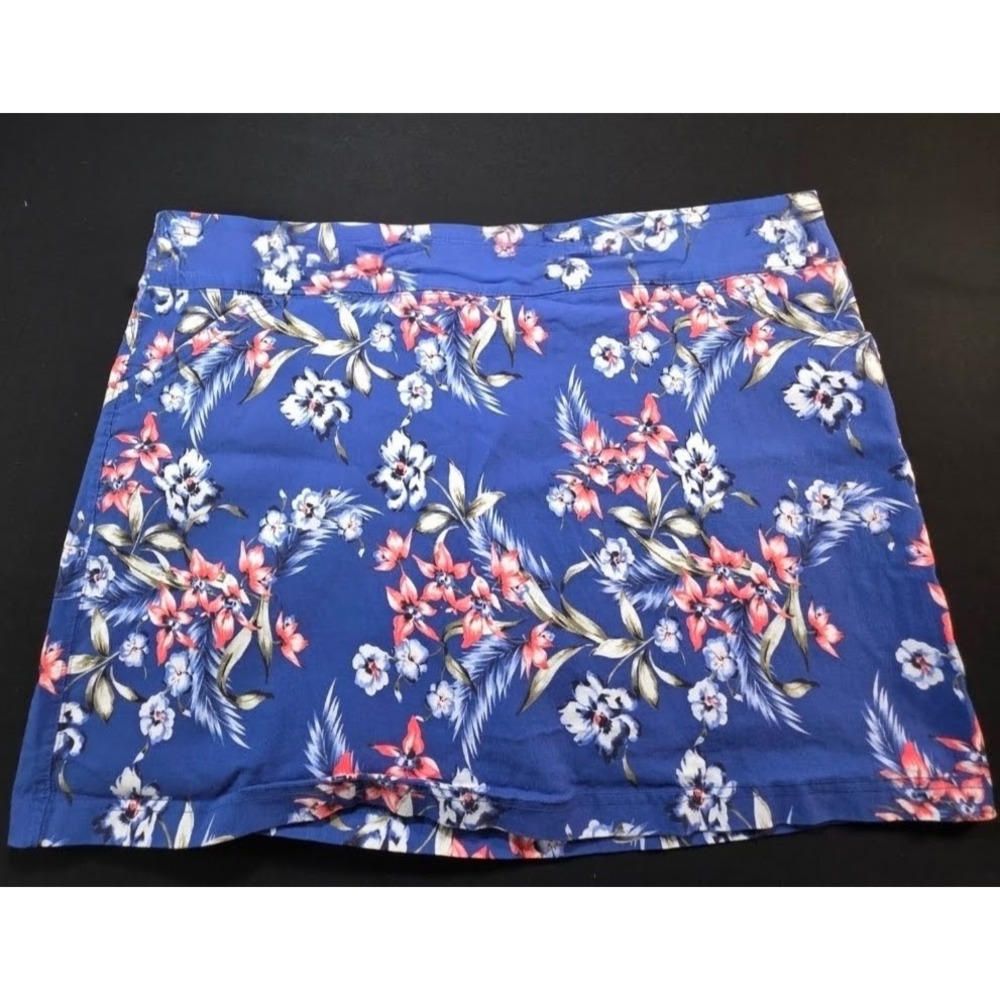 Mario Serrani Italy Blue‎ Floral Tropical Skort Pockets XXL Plus Size Activewear